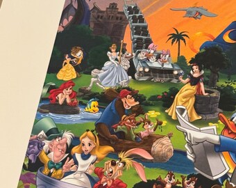 ヴィンテージ ディズニー リトグラフ/ディズニー「魔法の場所で魔法の