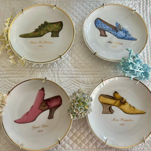 Vintage Limoges shoe 4pc plate set/decorative limoges shoe plates/victorian shoe porcelain plates