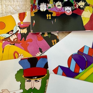 Carte vintage Yellow Subarine/carte Beatles da 6 pezzi/carte vintage Yellow Submarine/carte vintage blue Meanies/The psichedelic Beatles