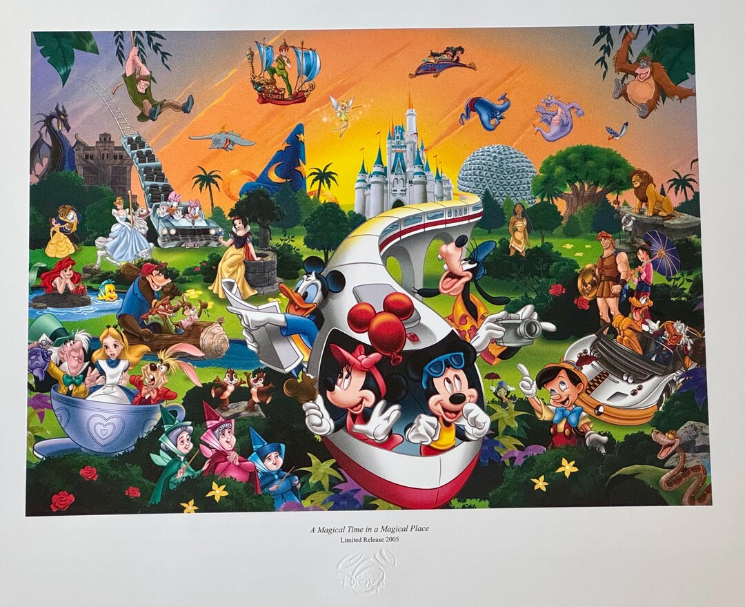 ヴィンテージ ディズニー リトグラフ/ディズニー「魔法の場所で魔法の