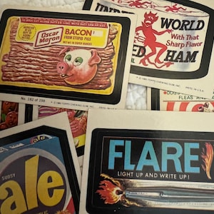 Vintage Wacky pack cards 4pc/wacky pack cards/1980s wacky packages stickers/Topps wacky packages