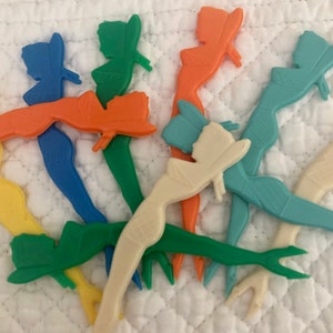 Party Girl mermaid appetizer picks forks/6 pc cocktail sticks/vintage bathing girl appetizer sticks picks/hors d&#39;oeuvres picks/