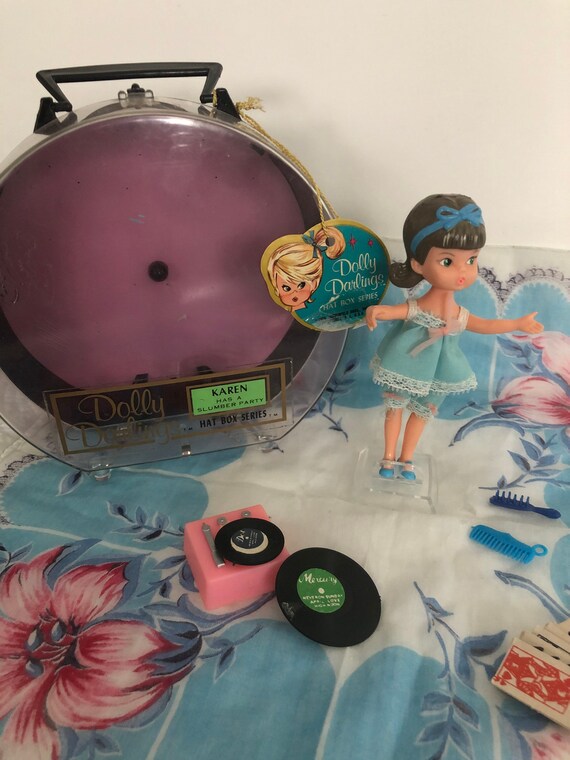 Dolly Darlings Doll 1965 Karen Has A Slumber Party the Hat Box Series Doll Complete Accessories