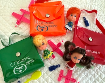 Vintage Kiddles klone Airline dolls in purse/kiddle clone American Airlines doll/kiddle airline doll/vintage mini doll in purse Hong Kong