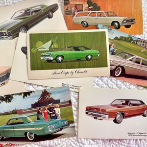 Vintage Autohändler Werbepostkarten/Vintage Chevy Postkarte/Vintage Chevy Nova/Mercury Montego /Chevy Malibu/Lincoln Continental Anzeige