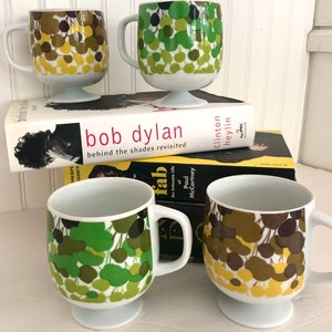 Vintage Danish Modern pedestal coffee mug set/mid century mod coffee mug set/mid century 4pc coffee mug set/Scandinavian mod coffee mugs image 1