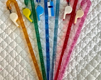 Vintage visselpipa/set med 6 visselpipor för din drink/visselpipor/glitterpinnar/cocktailset från mitten av århundradet