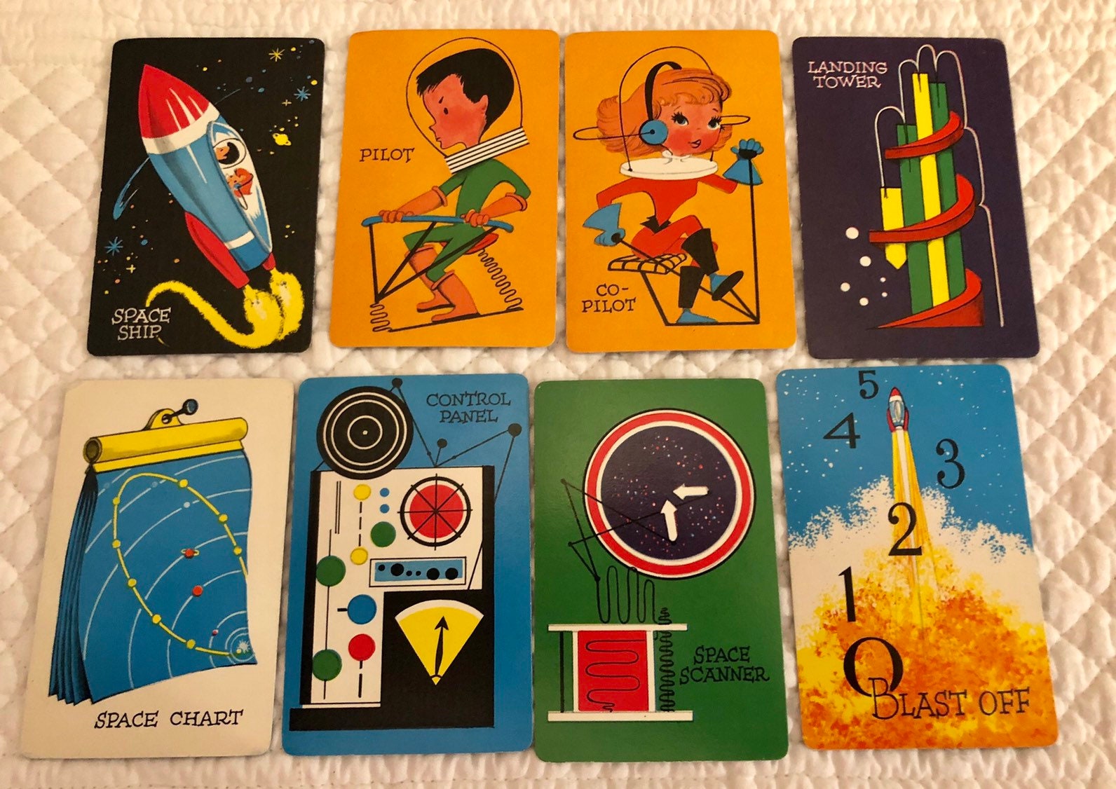Vintage Outer Space Childrens Playing Cards 8pc/vintage
