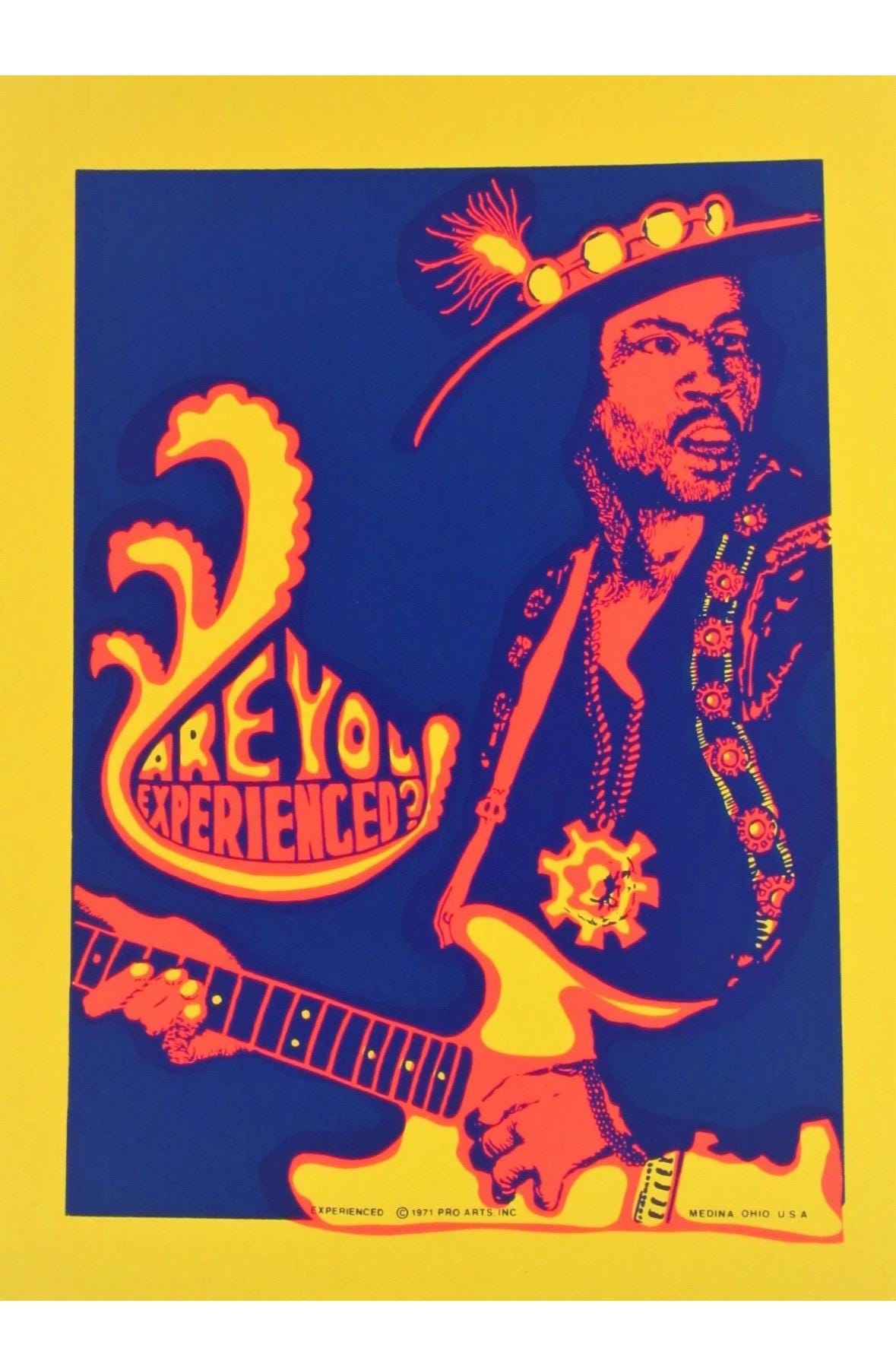 Vintage Jimi Hendrix Silkcreen Print/1971 Jimi Hendrix Print