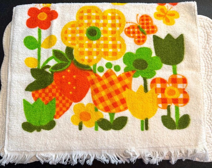 Vintage Flower Towel Yellow Green main image 1