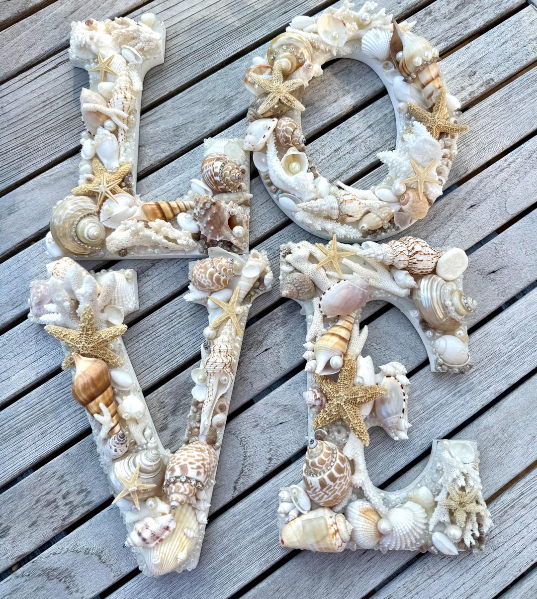 Decorated 9 Inch Shell LOVE Letters /wedding Beach Decor Love