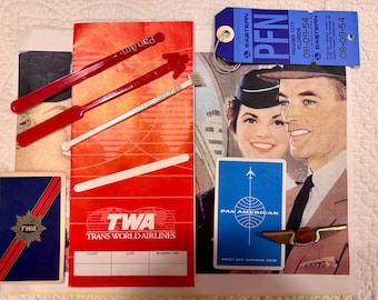 TWA Digital Collage Sheets - Vintage Airplane Luggage Labels