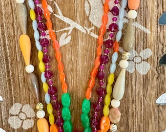 Vintage Mid Century Mardi Gras Beads/hong Kong Plastic Mardi Gras
