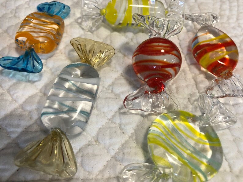Murano Glass Wrapped Candy/6 Pc Glass Candy Pieces/vintage Etsy