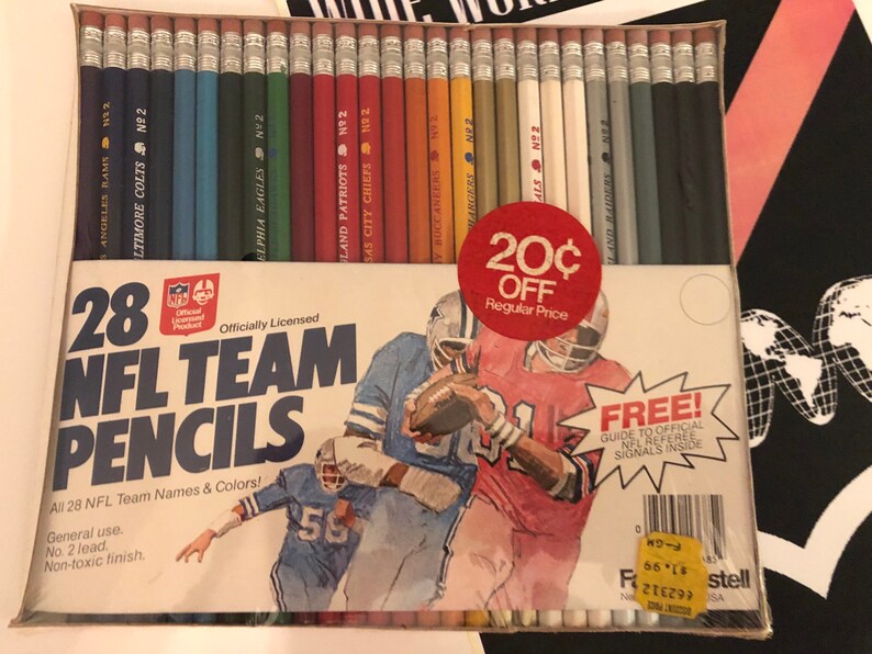 Vintage NFL football team pencils/28 nfl team Etsy