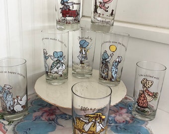 Holly Hobbie glass tumbler/1970s Holly Hobbie water glass/American Greetings Holly Hobbie/vintage holly hobbie tumbler