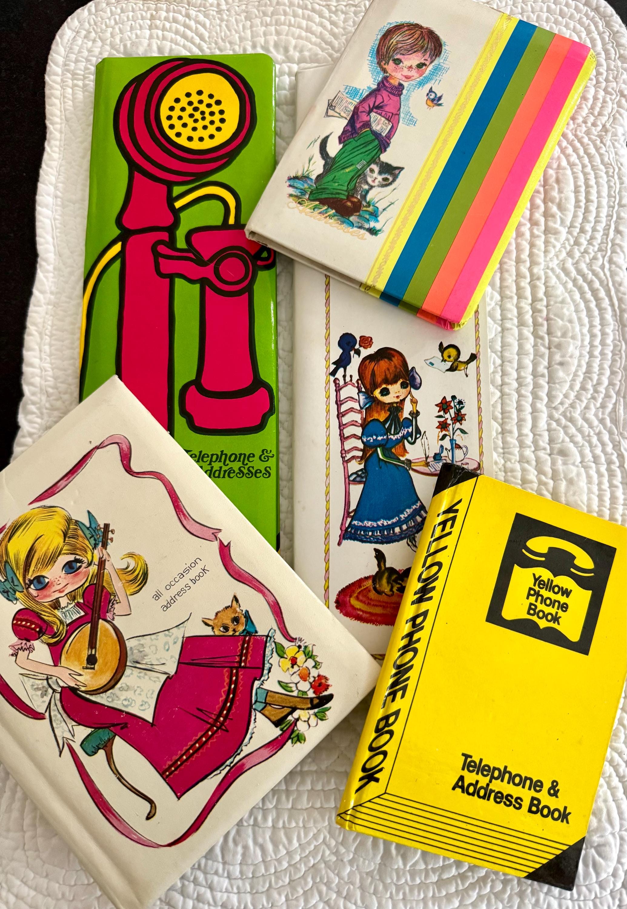 ビンテージ電話帳アドレス帳／1970年代風電話帳アドレス帳／電話帳