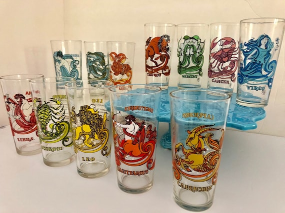 Psychedelic Arbys Zodiac Tumblers by Beverly 1976/astrological Sign  Drinking Glass/ - Etsy