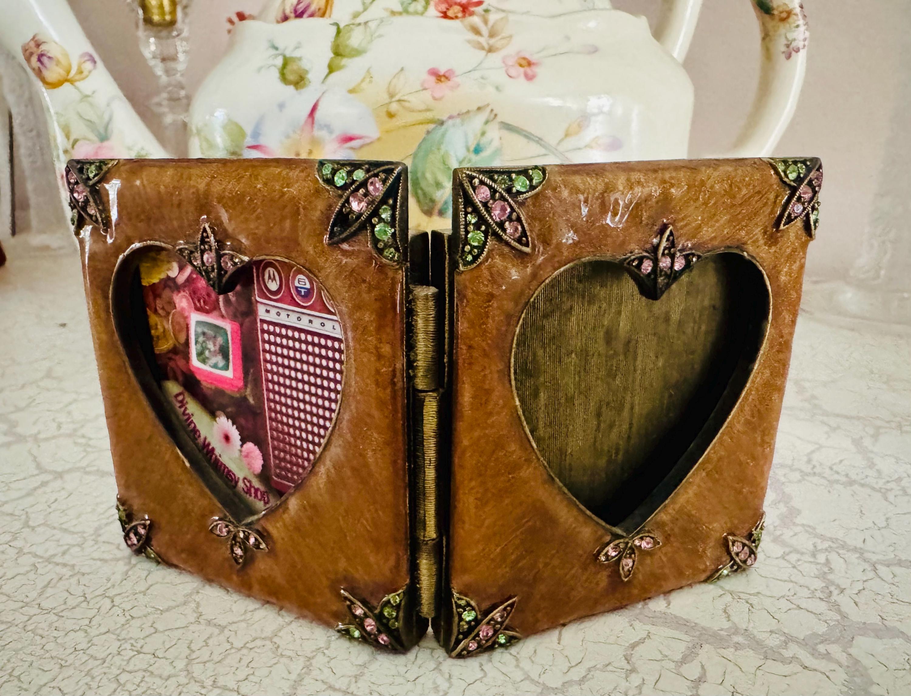 Vintage Jay Strongwater Heart Frame/vintage Enamel & Crystsl Heart