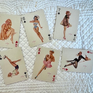 Baraja de cartas vintage de chicas Vargas (6 piezas) / Chicas pin-up vintage de Vargas / Baraja de cartas pin-up vintage / Objetos de colección pin-up / Pin-ups de los años 50
