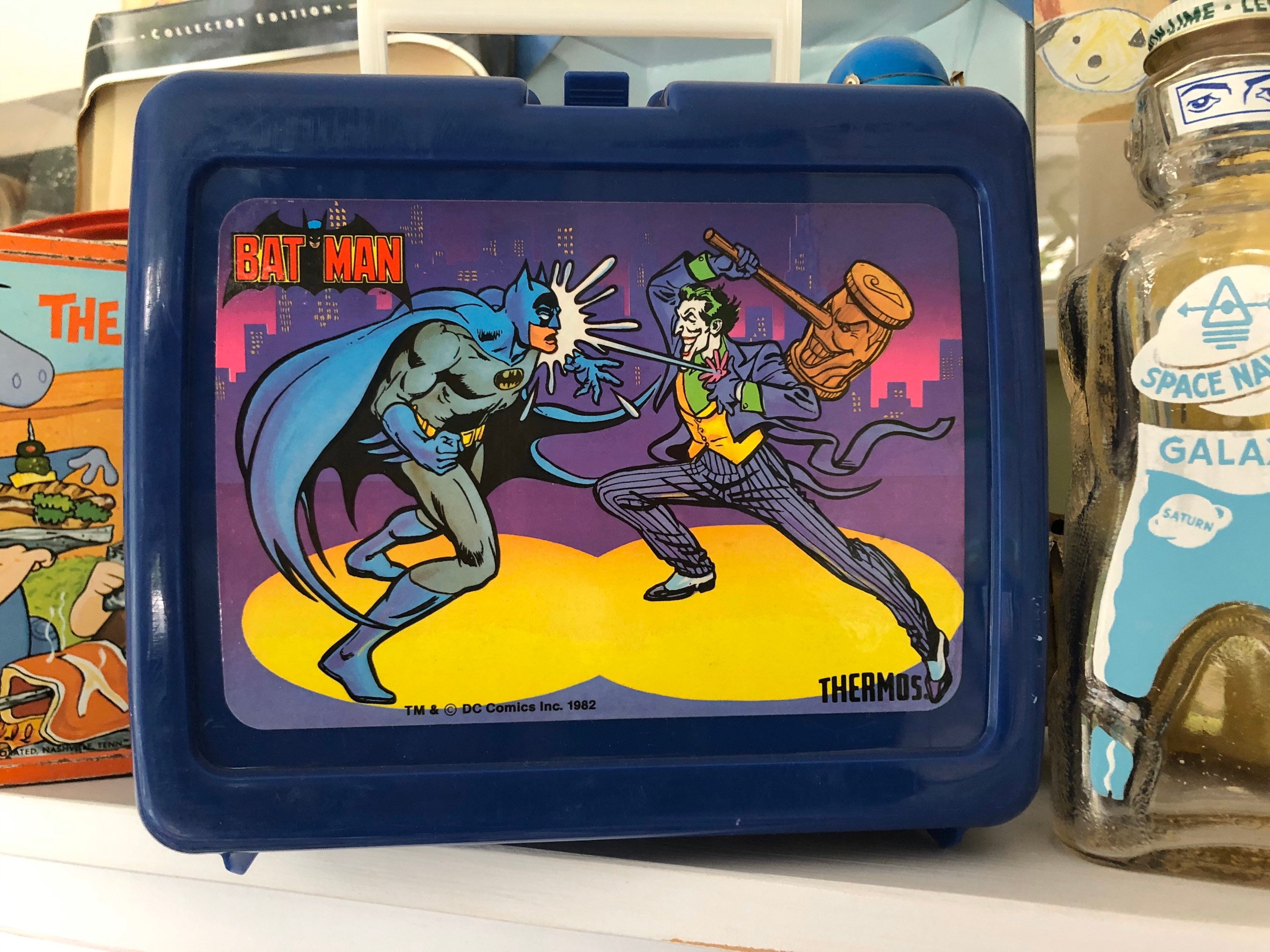 Vintage Plastic Batman Lunch Box and Matching Thermos. 