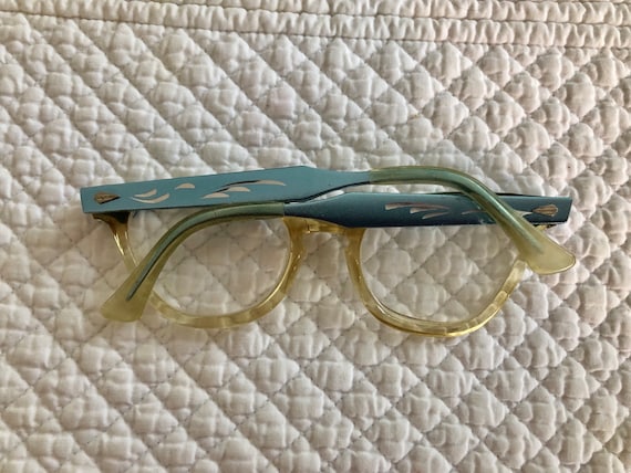 vintage blue mad men glasses/1950s cats eyeglasse… - image 5