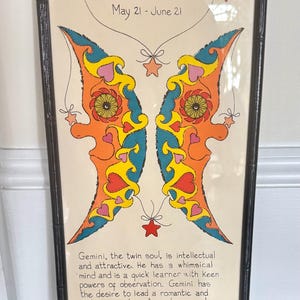 Vintage Margot Johnson Gemini Print/1967 Gemini Art Print/margot