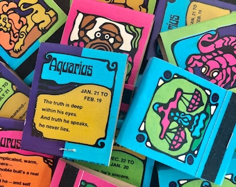 Vintage zodiac blue tip matches/Vintage psychedelic match books/vintage 1970s groovy astrology match books/groovy matchbooks  matches