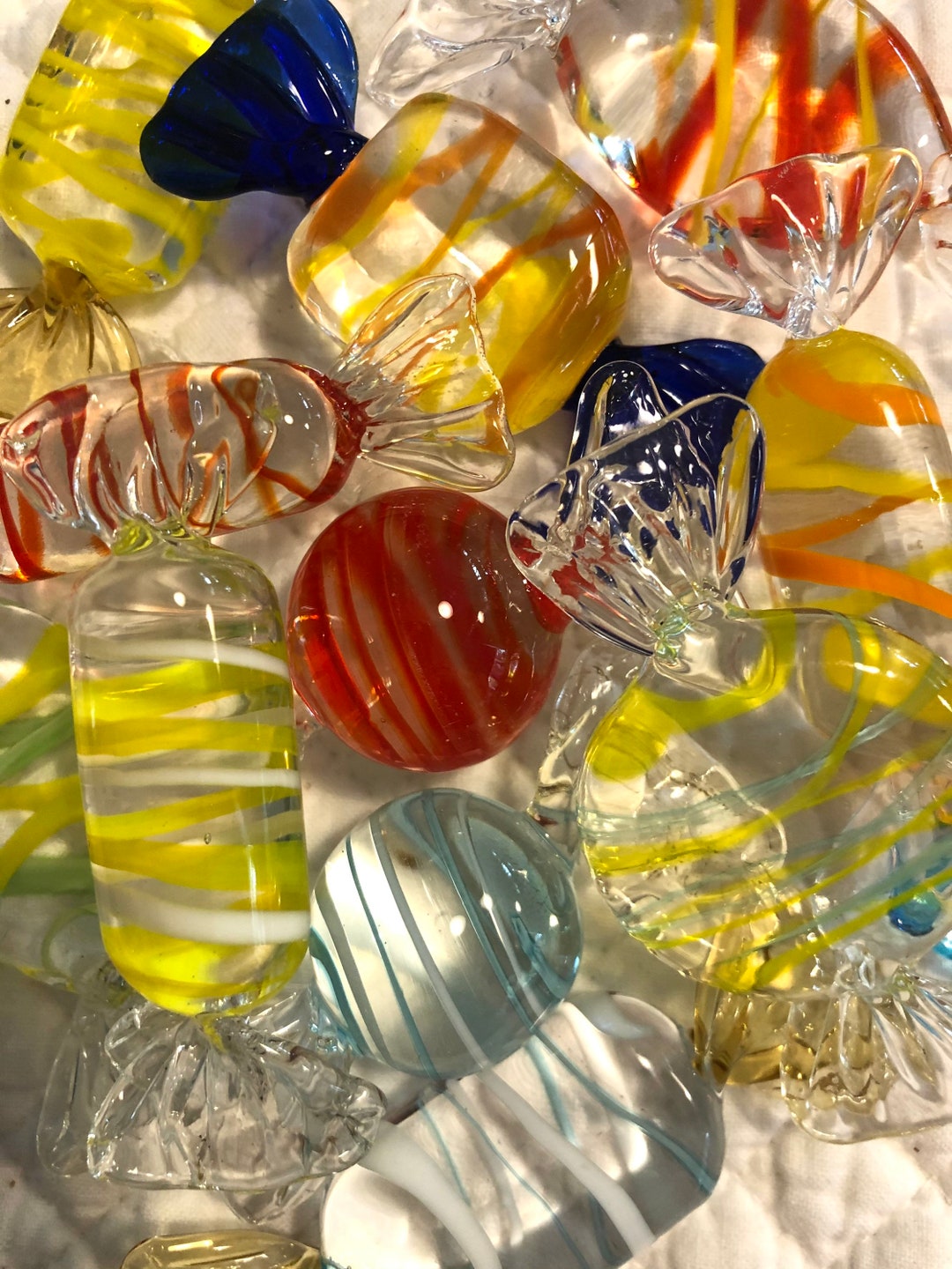 Murano Glass Wrapped Candy/6 Pc Glass Candy Pieces/vintage Murano Style