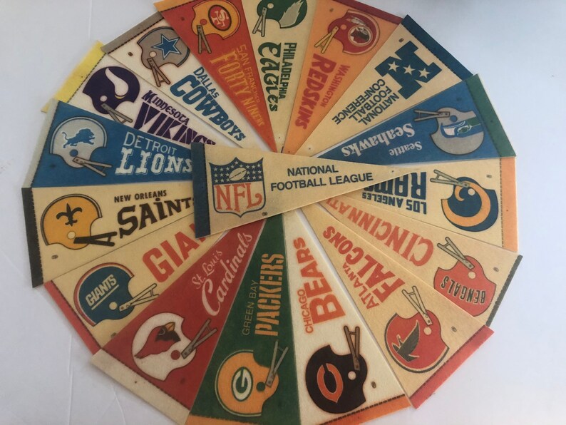 Vintage NFL Team Mini Pennants/mid Century Football Team Etsy