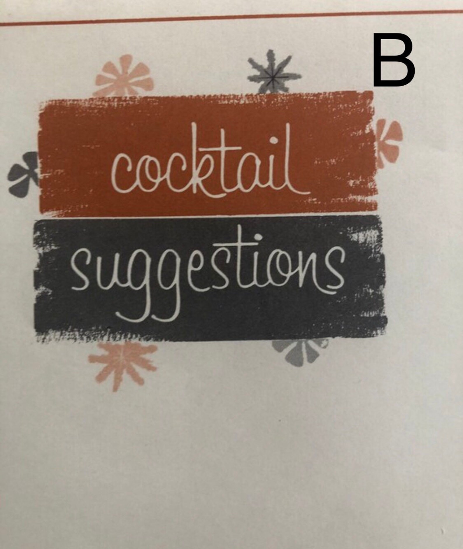 Vintage Cocktail Recipe Placemat/ Paper Cocktail Placemat/mid Etsy