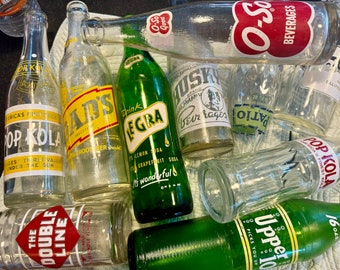 Vintage mid century glass soda pop Bottle/soda bottle/1960s soda pop bottle/glass soft drink bottle/grandpa's garage