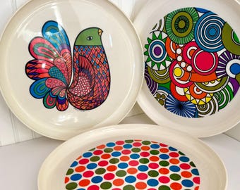 Plato Deka estilo flower power vintage / bandeja flower power / bandeja psicodélica vintage / plato para servir Deka estilo hippie moderno