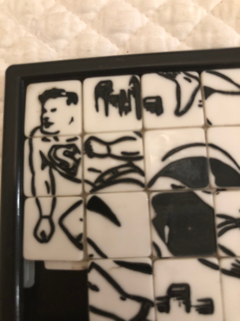 Vintage Roalex Superman tile slide puzzle/Superman tile slide puzzle/Roalex tile slide puzzle/Superman sliding square Tile game/Superman image 2