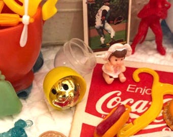 Vintage gum ball cracker Jack lot/mini vending prize lot/cracker Jack toy grab bag/time capsule Cracker Jack style toys/mini toy charm lot