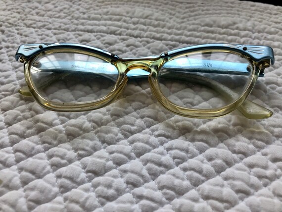 vintage blue mad men glasses/1950s cats eyeglasse… - image 6