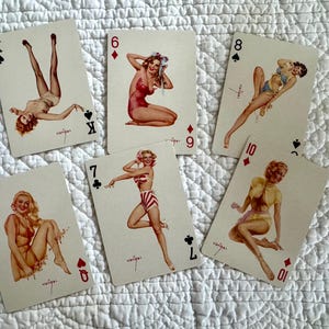 Vintage Vargas girls playing cards 6 pc/ Vintage Vargas Pin Up Girls/Vintage pin up Playing cards/Pin Up Ephemera/1950s pin ups