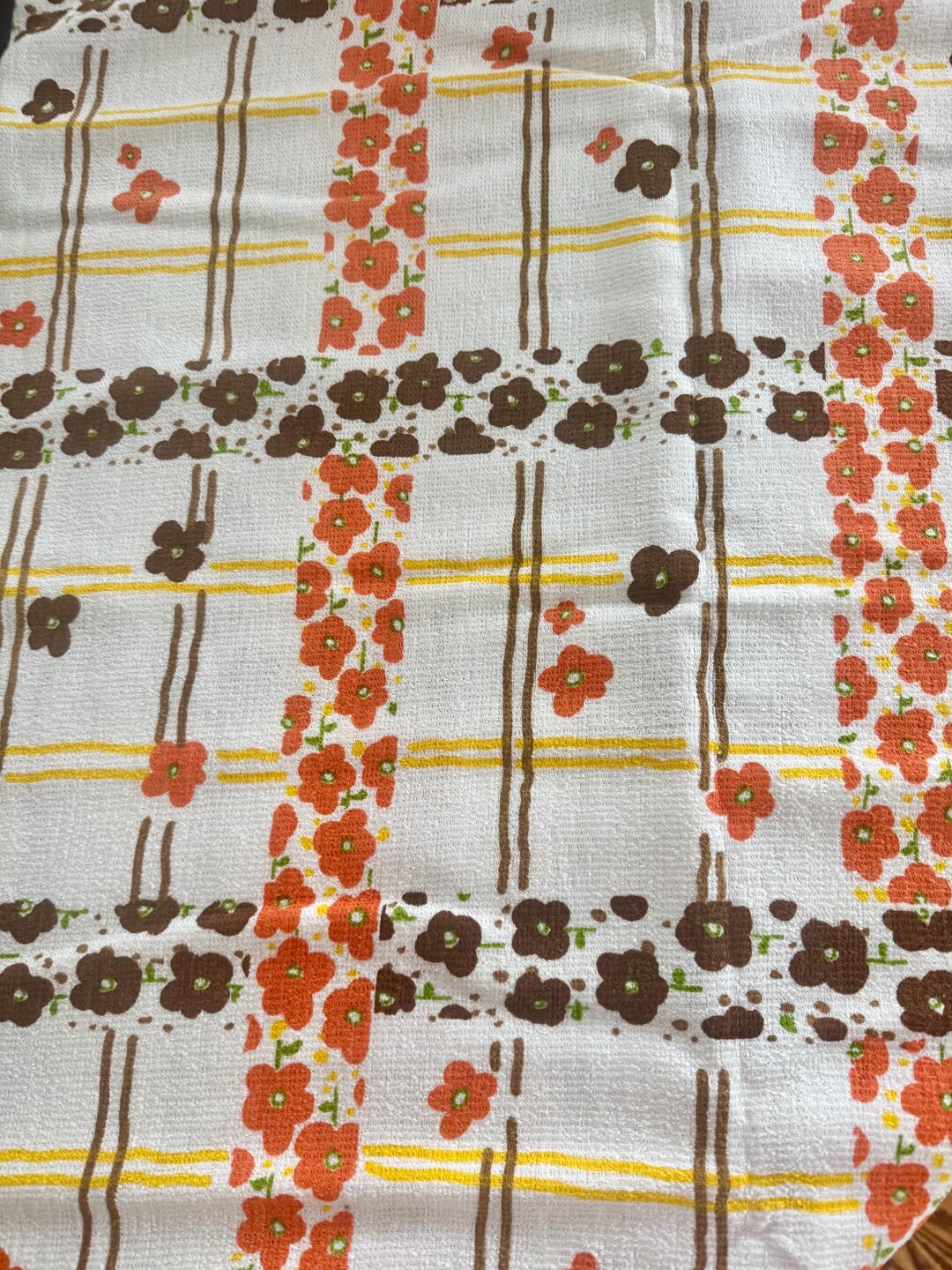 Vintage Flower Power Terry Table Cloth/1970s Stevens Tastemaker