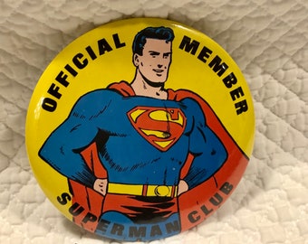 Vintage 1966 Superman Official club pin/National publications Superman club pin/Official member Superman club pin/Superman memorabilia