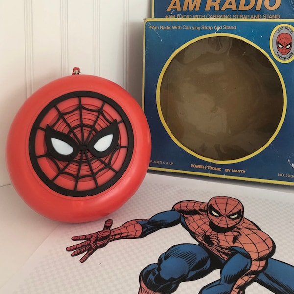 Vintage Spider-Man am radio/Vintage 1984 Spider-Man radio/ Marvel Spider Man radio/vintage portable Spider Man radio