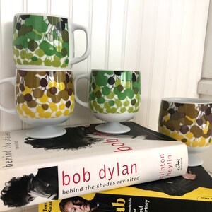 Vintage Danish Modern pedestal coffee mug set/mid century mod coffee mug set/mid century 4pc coffee mug set/Scandinavian mod coffee mugs image 2