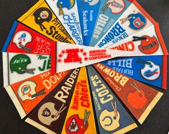 Vintage NFL team mini pennants/mid century football team pennants/1970s NFL pennants/nfl football memorabilia/please read