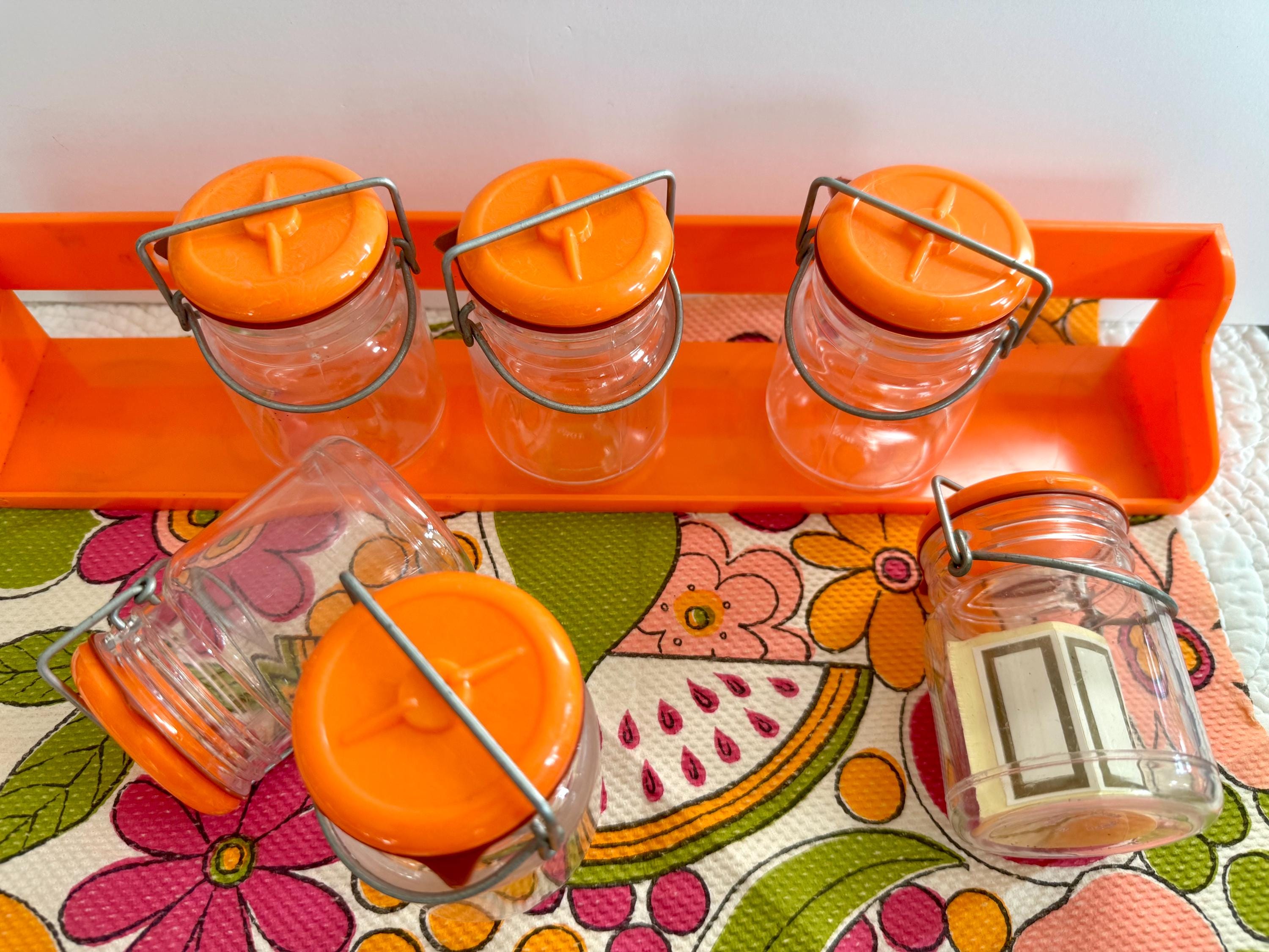 キャニスター 6点セット ヴィンテージ オレンジ キャニスター ジャー セット/棚付き 6 個収納