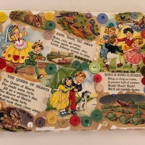 Vintage Nursery Rhymes/mixed media nursery Art |nursery art | vintage nursery illustrations|  baby shower gift/nursery rhymes art