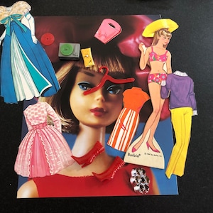 Pacchetto di effimeri bambole classiche d'epoca/bambole di carta per bambole alla moda/accessori per bambole alla moda/cartoline per bambole di metà secolo/libro di look per bambole alla moda