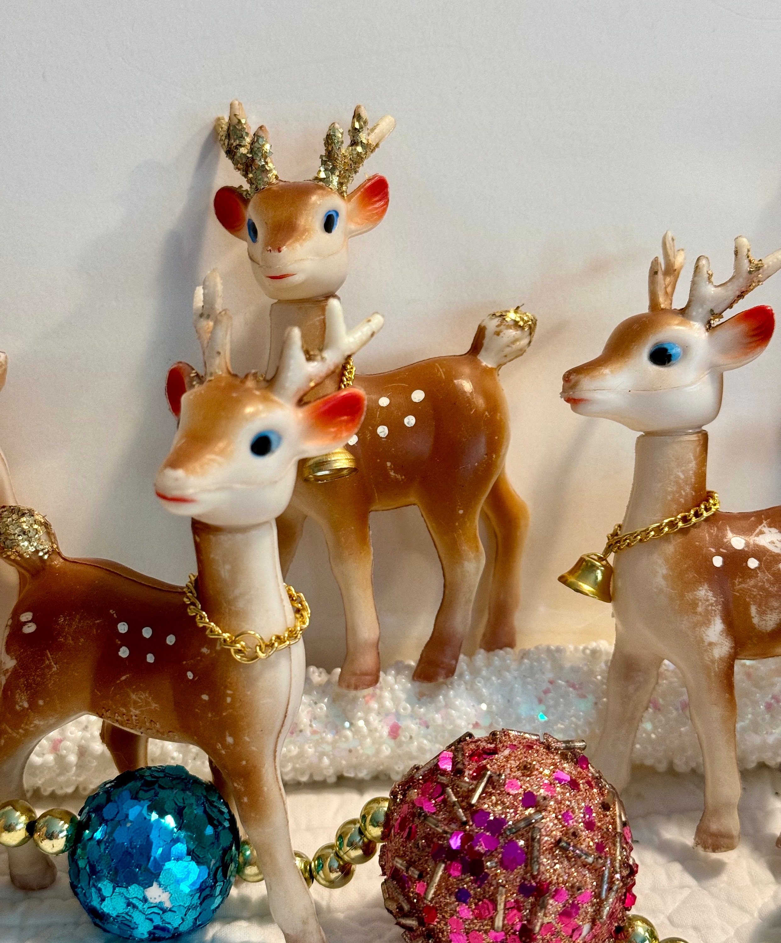 Vintage plastic deer christmas ornaments Clearance