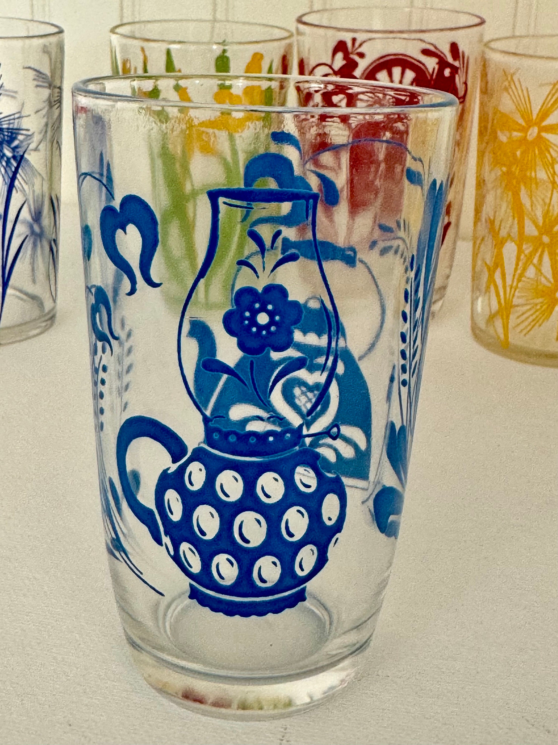 Vintage 6pc Juice Glass Set /mid Century Swanky Swig Juice Glass Set ...