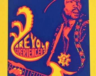 Vintage Jimi Hendrix Silkcreen Print/1971 Jimi Hendrix Print