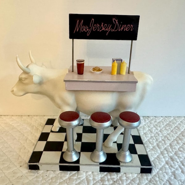 Vintage figuur Cow Parade/Moo Jersey Diner Cow Parade/cow Parade verzamelobject