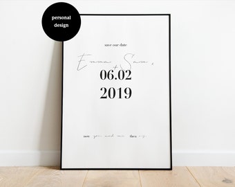 Save the Date, Hochzeit Poster, Minimal Design, Digital Download, Brautpaar Geschenk, Hochzeitseinladung personalisiert, DIN A4